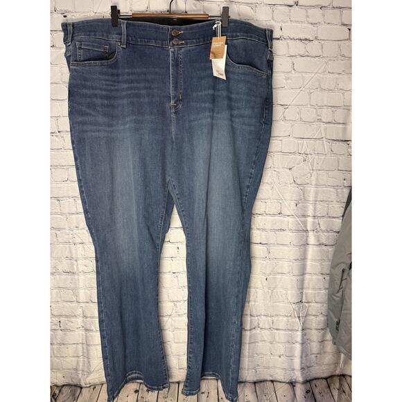 NWT EVANS Unisex Blue Denim Back Pockets Belt Loops Crop Pants 28 - Picture 2 of 10